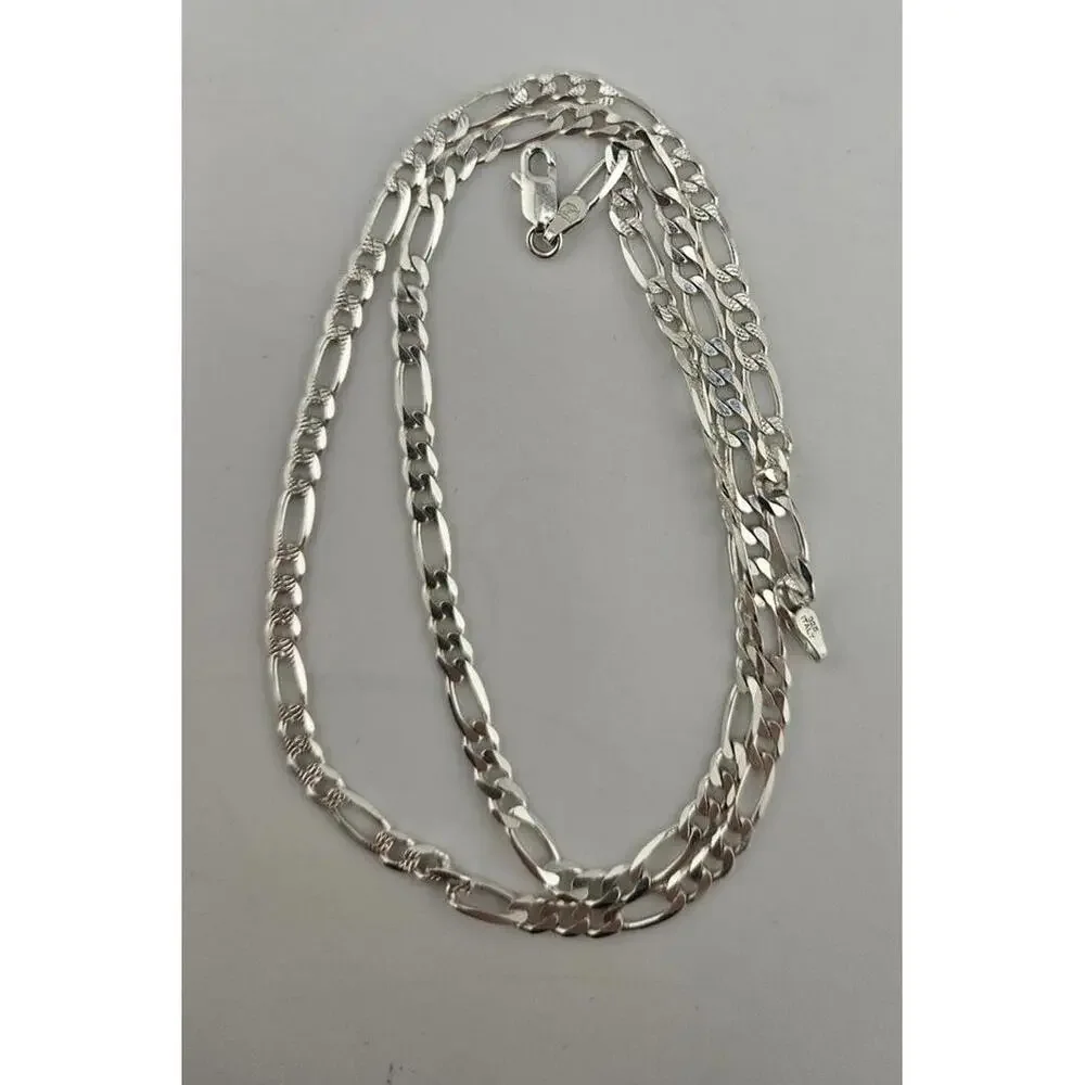20in Sterling Silver 3.7mm Diamond Cut Figaro Necklace Chain - Picture 10 of 12